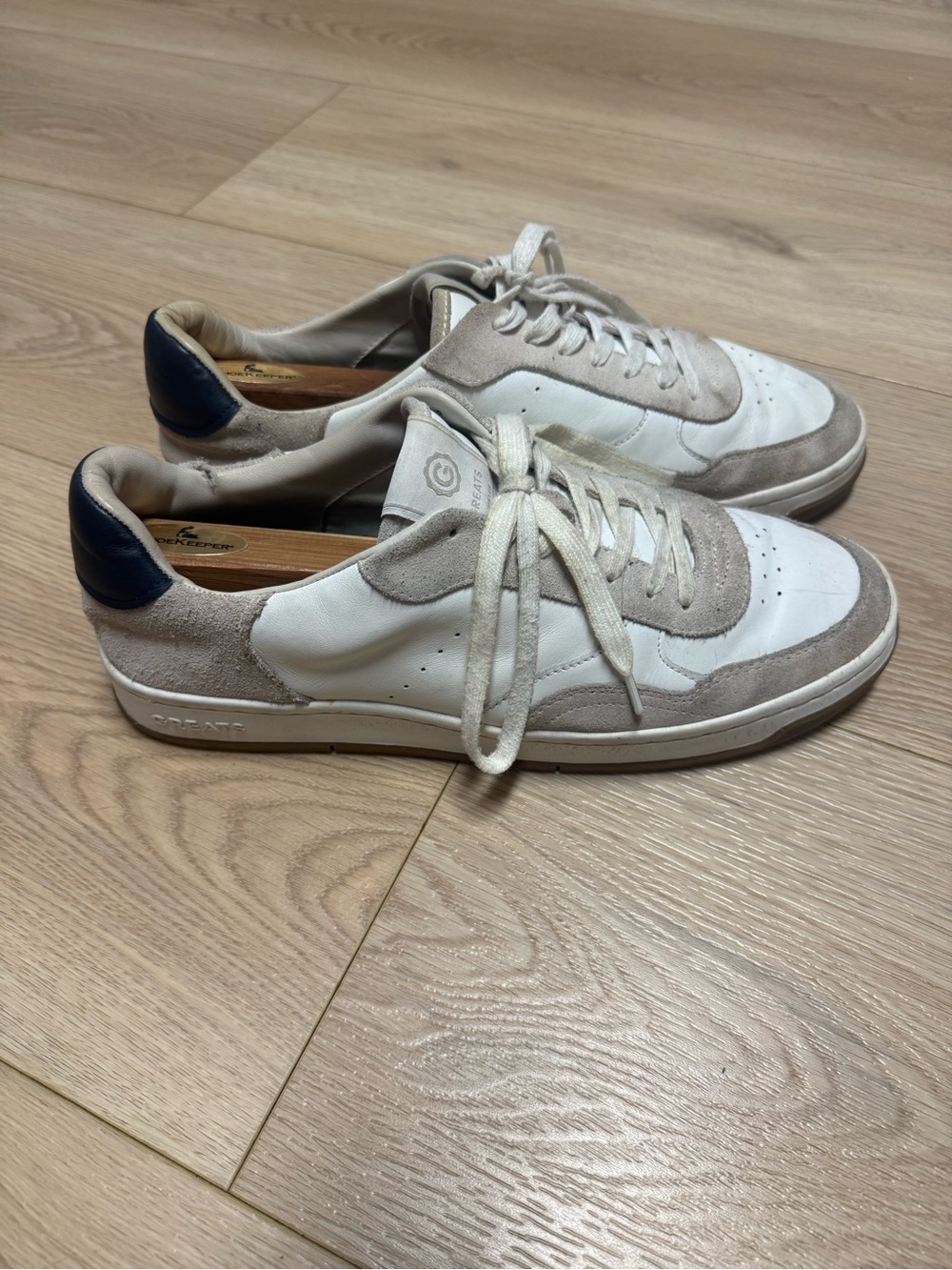 Greats Union leather sneakers “Moonbeam" white and gray colorway men’s 12